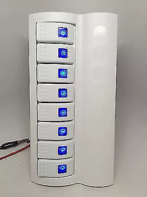 $45.99 • Buy Marine Boat White Switch Panel 8 Gang Blue Led Indicator Rocker Circuit Breaker
