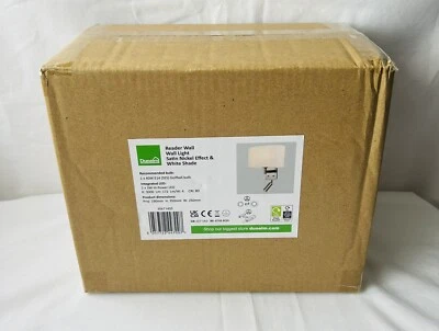 Dunelm Reader Wall Light Satin Nickel Effect And Ivory/White Shade New • £25.99