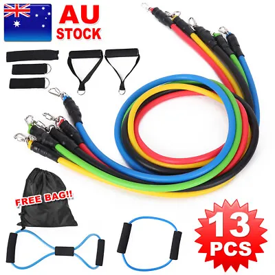13PCS Elastic Resistance Bands Home Workout Exercise Fitness Training Pull Rope • $23.45
