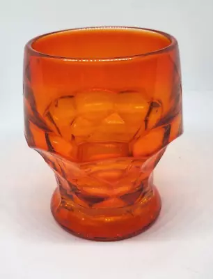 Vintage Viking Glass Georgian Orange Flat Whiskey Drink Glass 3.5  MCM Honeycomb • $12.95