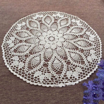 $11.69 • Buy White Vintage Hand Crochet Lace Tablecloth Round Table Topper Flower Doily 23 