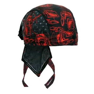 Red Black Roman Soldier Gladiator Premium Head Wrap Biker Durag Sweatband Black • $13.95