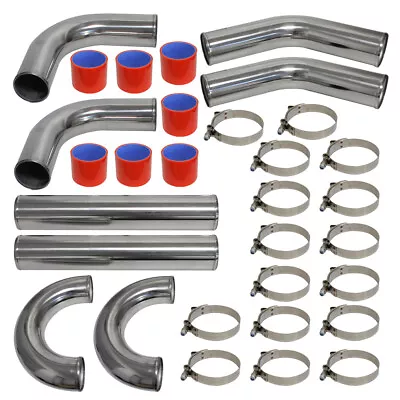 Universal 8 PCS 3.15  80mm Turbo Intercooler Pipe Kit + Silicone Hose Clamps Red • $276.10