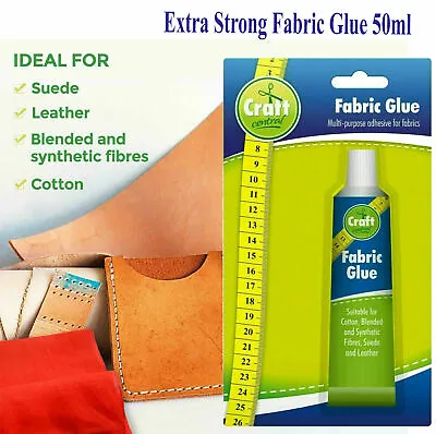 Super Extra Strong Fabric Glue Quick Bond Washable Textile Sewing Hemming 50ml • £3.29