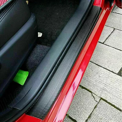 Car Parts Acessories Stickers Carbon Fiber Vinyl Wrap Door Sill Protector 4PCS • $13.99