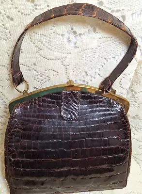 Vintage Crocodile / Alligator Exotic Leather Purse Handbag 1950s • $33.88