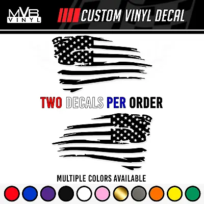 Tattered American Flag Distressed Vinyl Decal Sticker | Ripped Torn USA SET Of 2 • $18.99