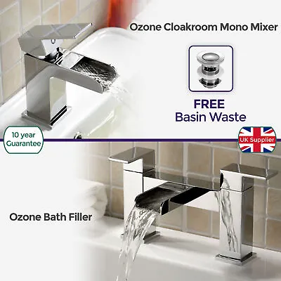 £71.99 • Buy Ozone Waterfall Brass Chrome Modern Cloakroom And Bath Filler Mixer Tap With Fre