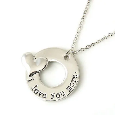 Charm Heart I LOVE YOU MORE Disc Pendant Necklace • $9.99