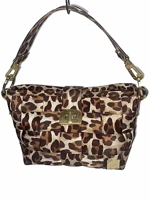 Vintage Snow Leopard Print Harveys Original Seatbelt Bag Carriage Rings Handbag • $99
