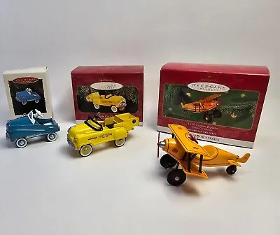 Lot Of 3 Hallmark Keepsake Miniature Kiddie Car Classics Ornaments - Cars Planes • $24.95