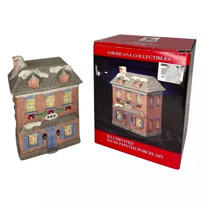 National Decorations 7” Illuminated Porcelain Bisque Inn Village Piece #808885 • $20