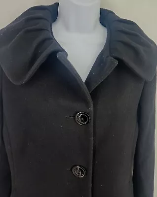 Cinzia Rocca Due Italia Black Wool Cashmere A Line Coat Jacket Women's Size 6 • $157.50