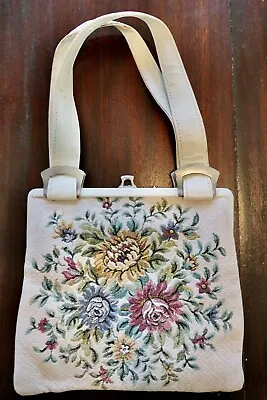 Vintage 60s Mod Cotton Canvas Purse Petit Point Embroidered As Is • $14.99