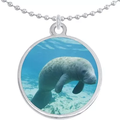 Manatee Round Pendant Necklace Beautiful Fashion Jewelry • $15.88