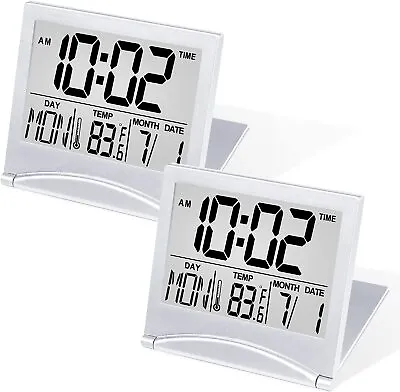 Betus Digital Travel Alarm Clock Foldable LCD Clock Compact Desk Clock Pack Of 2 • $13.95