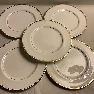 Set Of 5 MIKASA Narumi Bone China Wheaton Gold Trim Salad Plate 7.5 D • $18