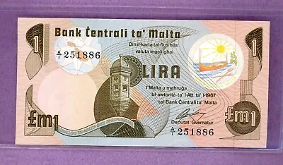 Malta ~ 1967 ~ 1 Lira Note ~ Ch Cu • $26.99