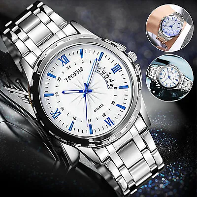 Waterproof Men's Classic Watch Stainless Steel Quartz Analog Business Wristwatch • $12.48