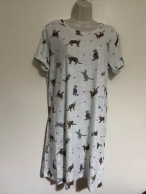 M&S Ladies 99% Cotton  Short Sleeve Nightdress (oatmeal Mix)) Size M • £12.95