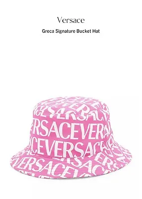 Versace Pink White  Logo Bucket Hat $475 NWT Sz 57. Comes With Box. • $214.90