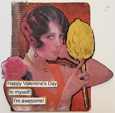 Collage Art Card ACEO ATC Original Snarky Valentine 1920s Flapper I'm Awesome  • $9.99