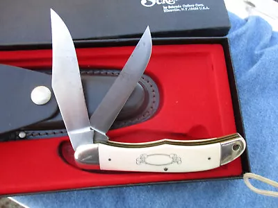 Vintage Schrade Scrimshaw SC-508 Knife W/ Box Folding Hunter (AS IS) • $70