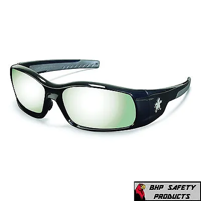 Mcr Crews Swagger Safety Glasses Sr117 Black Frame/silver Mirror Lens Sunglasses • $9.25