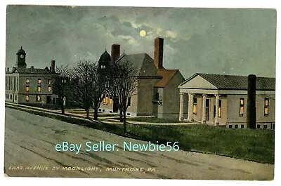 Montrose PA - LAKE AVENUE ON MOONLIGHT - Postcard • $10