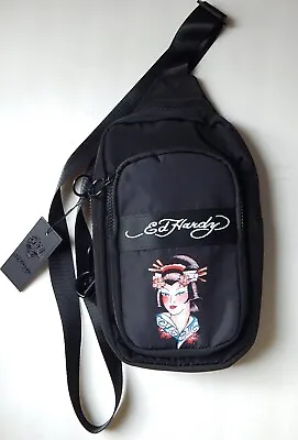 Ed Hardy Convertible Crossbody/small Backpack Black Geisha Tattoo New Authentic • $39.99