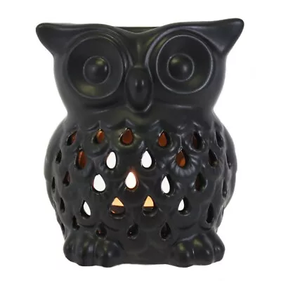 £9.49 • Buy Black Ceramic Owl Deep Oil Wax Burner Tealight Holder Ornament Ideal Gift