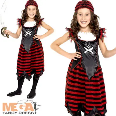 Gothic Pirate Girls Fancy Dress Halloween Childrens Kids Costume Outfit New • £5.99