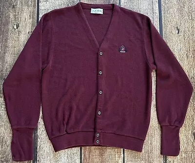 Vintage Izod Cardigan Sweater Maroon Mens Size Xl Made In Usa Excellent • $29.99