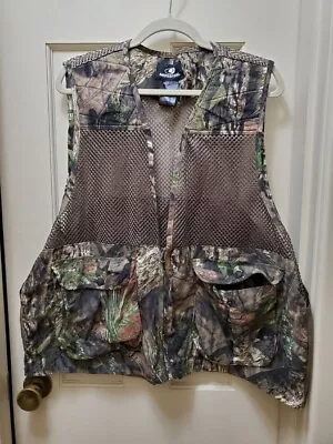 MOSSY OAK XL/2XL Camp Hunting Vest Camo Mesh Game Pocket Zip NEVER WORN • $20