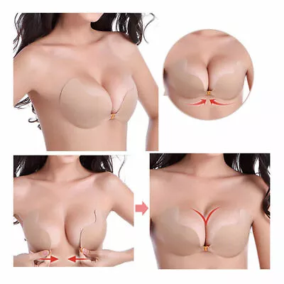 Lycra Silicone Adhesive Stick On Push Up Gel Strapless Backless Invisible Bra • £2.79