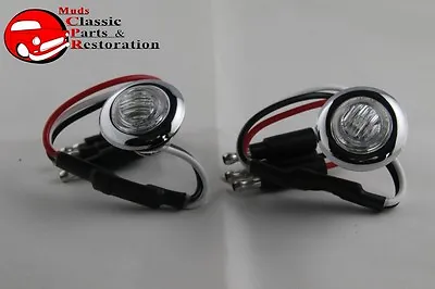 Dual Function Mini Clear Stainless Turn Signal Blinker Lights Truck Hot Rat Rod • $28.11