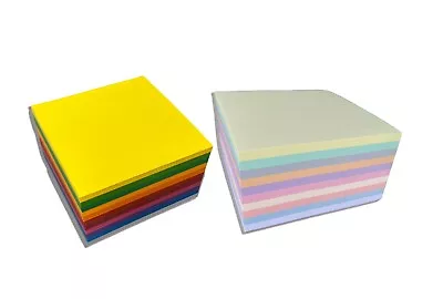 Memo Block 500 Sheet X 10 Colours Pastel Or Vivid 10cm X 10cm Glued 1 Side • £7.99