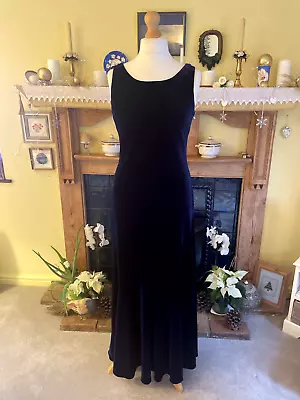 £65 • Buy AFTER SIX RONALD JOYCE Sapphire Blue Velvet Long Evening Dress Size 14 