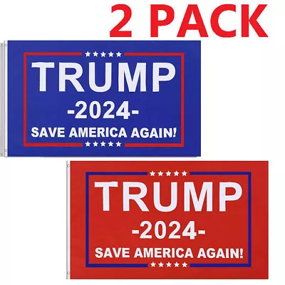 Trump 2024 Save America Again Flag Banner Brass Grommet 3x5FT Double Stitched • $4.95