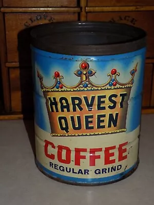 Vtg 2 Lb HARVEST Queen COFFEE Can RED OWL STores CANCO Tin AdverTising LiTho '68 • $17