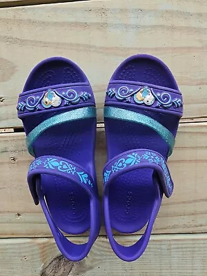 Crocs Lina Disney Frozen Anna Elsa Sandals Purple Toddler 12 Water Shoes Sandals • $18