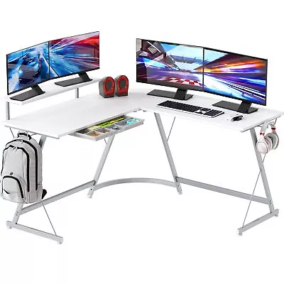 Vista L-Shape Desk With Monitor Stand White • $121.31