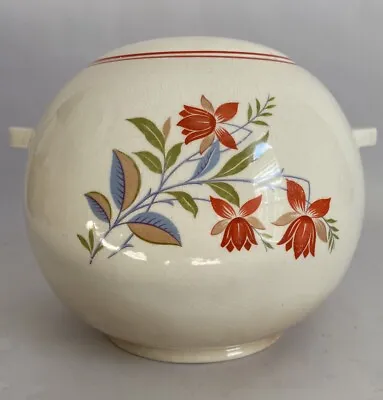 Vtg 1940s Hostess Ware By Pottery Guild Cookie Jar Calico Flower Design Deco • $35