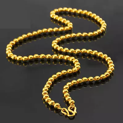 Pure 24K Yellow Gold Necklace For Women 3.8mm Size Polish Beaded Chain 17inch • $4597.41