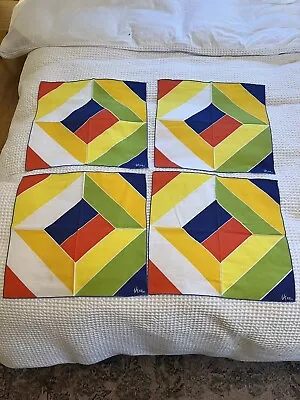 4 Napkins Vera Neumann Napkins Red Blue Yellow Graphic Pattern 8o’s 90’s • $35