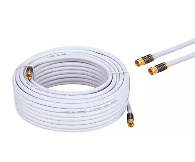 RG6 QUAD Shield Coax Cable White TV Antenna Satellite 3ft-100ft Multi-Pack Lot • $242.29