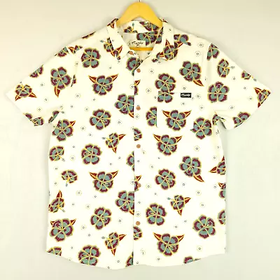 Mambo Mens White Floral Button Up Short Sleeved Casual Collared Shirt Size M NWT • $26