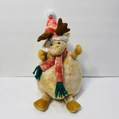 Commonwealth Bean Bag Moose Christmas Plush 10  Roly Poly Round 2001 Stuffed VTG • $17.99