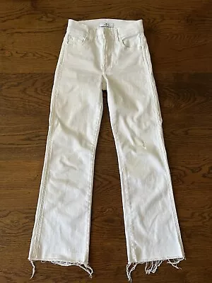 7 For All Mankind White Cropped Boot Cut Jeans Size 23 Petite 24” Inside Leg • £15.99