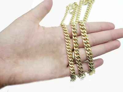 REAL 10k Yellow Gold Bracelet Miami Cuban Link 6MM-9Mm 7-9  Mens Box Clasp Rope • $369.48